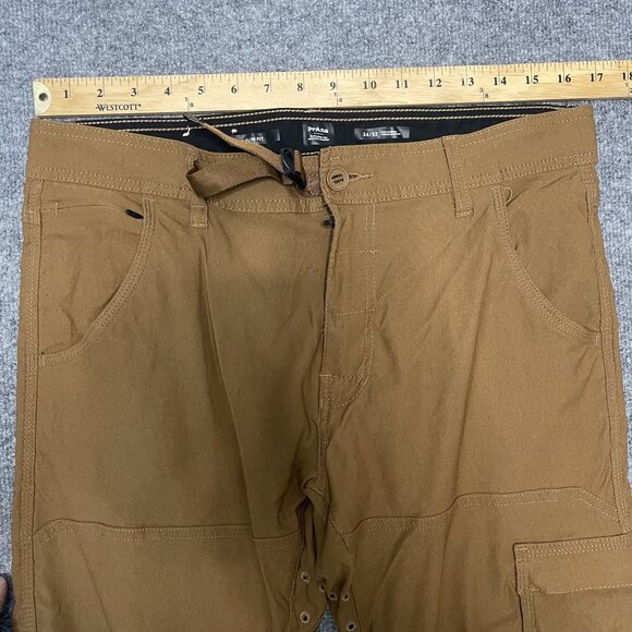 Prana Slim Fit Mens Stretch Zion Cargo Brown Pants 34/32 - Picture 4 of 7